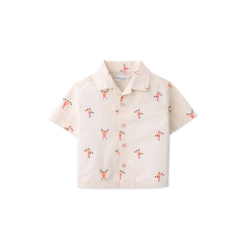 NEW GINGERSNAPS boys wyatt shirt in all over muscle man print